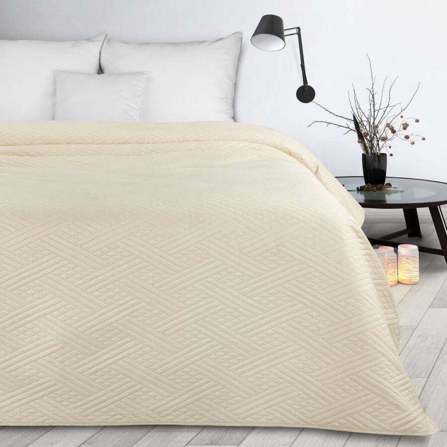 Oneiro s luxe BONI Type 4 Beddensprei Beige 200x220 cm – bedsprei 2 persoons beige – beddengoed – slaapkamer – spreien – dekens – wonen – slapen