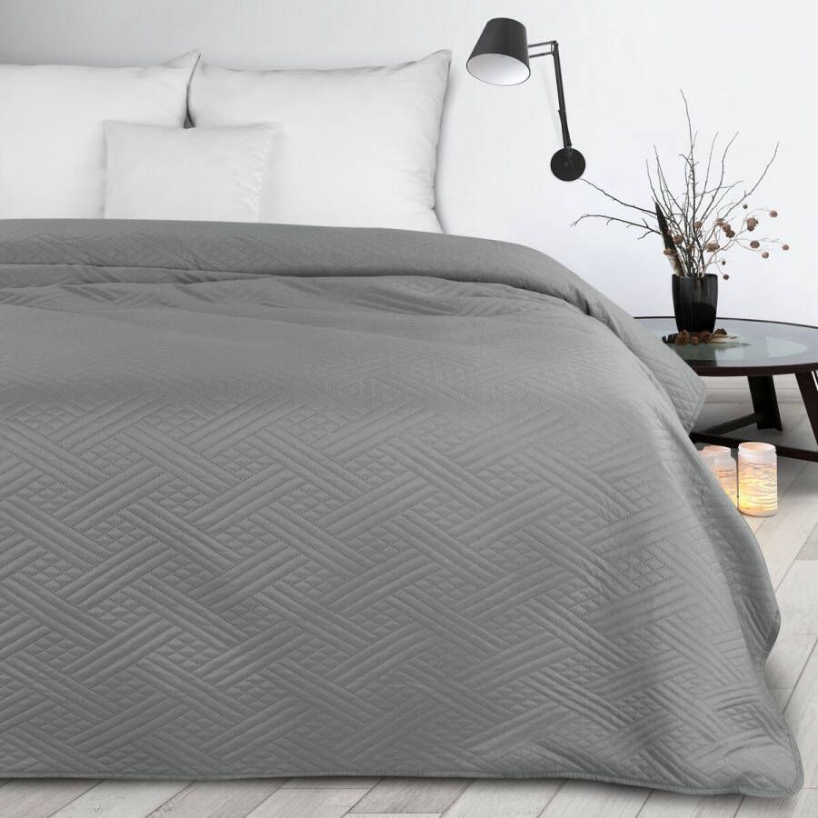 Oneiro s luxe BONI Type 4 Beddensprei grijs 200x220 cm – bedsprei 2 persoons beige – beddengoed – slaapkamer – spreien – dekens – wonen – slapen