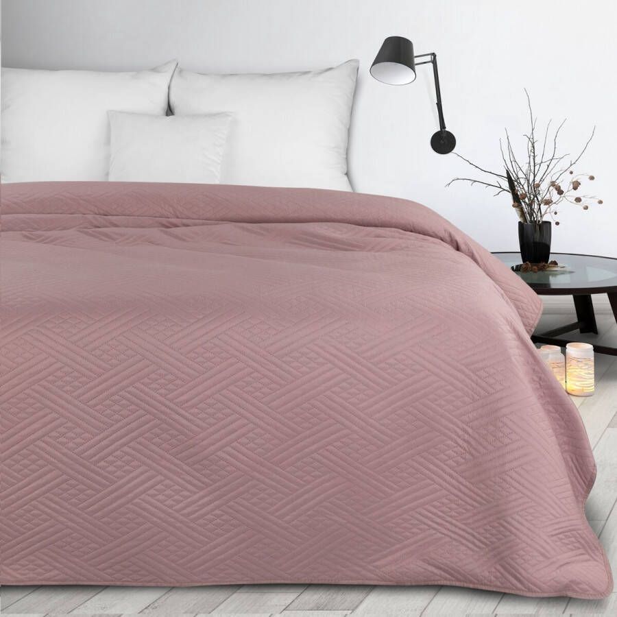 Oneiro s luxe BONI Type 4 Beddensprei Oud roze 200x220 cm – bedsprei 2 persoons beige – beddengoed – slaapkamer – spreien – dekens – wonen – slapen