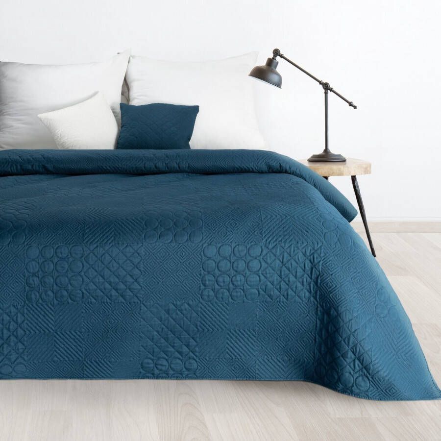 Oneiro s luxe BONI Type 5 Beddensprei Blauw 170x210 cm – bedsprei 2 persoons beige – beddengoed – slaapkamer – spreien – dekens – wonen – slapen