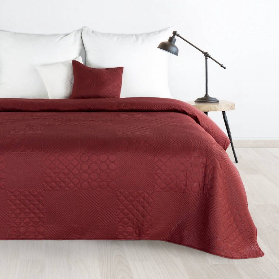 Oneiro s luxe BONI Type 5 Beddensprei Bordeaux 200x220 cm – bedsprei 2 persoons beige – beddengoed – slaapkamer – spreien – dekens – wonen – slapen