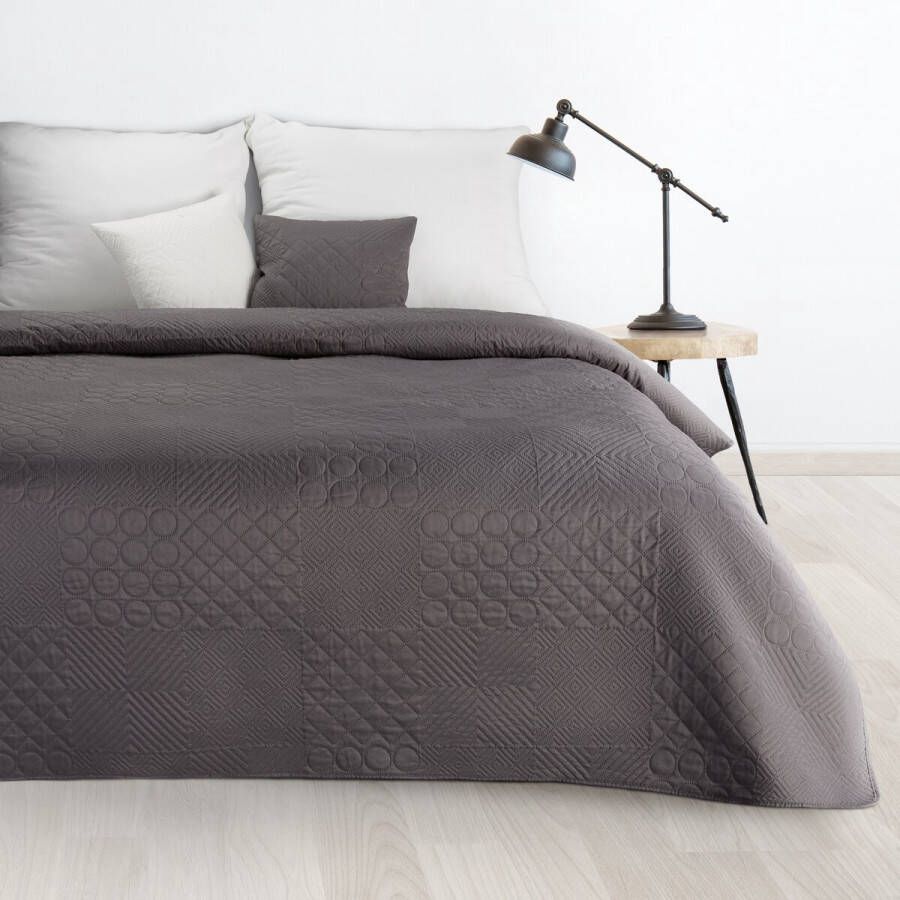 Oneiro s luxe BONI Type 5 Beddensprei Bruin 170x210 cm – bedsprei 2 persoons beige – beddengoed – slaapkamer – spreien – dekens – wonen – slapen