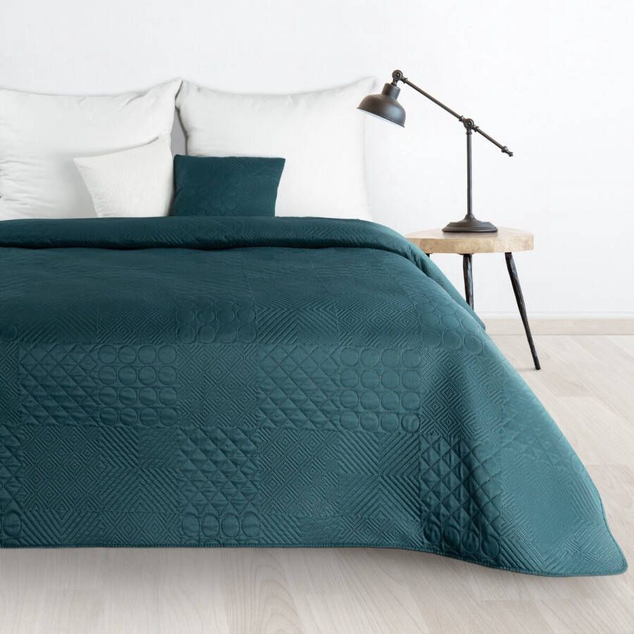 Oneiro s luxe BONI Type 5 Beddensprei Turquoise 200x220 cm – bedsprei 2 persoons beige – beddengoed – slaapkamer – spreien – dekens – wonen – slapen
