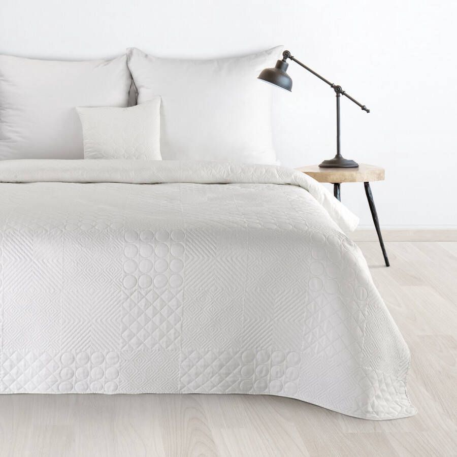 Oneiro s luxe BONI Type 5 Beddensprei Wit 170x210 cm – bedsprei 2 persoons beige – beddengoed – slaapkamer – spreien – dekens – wonen – slapen
