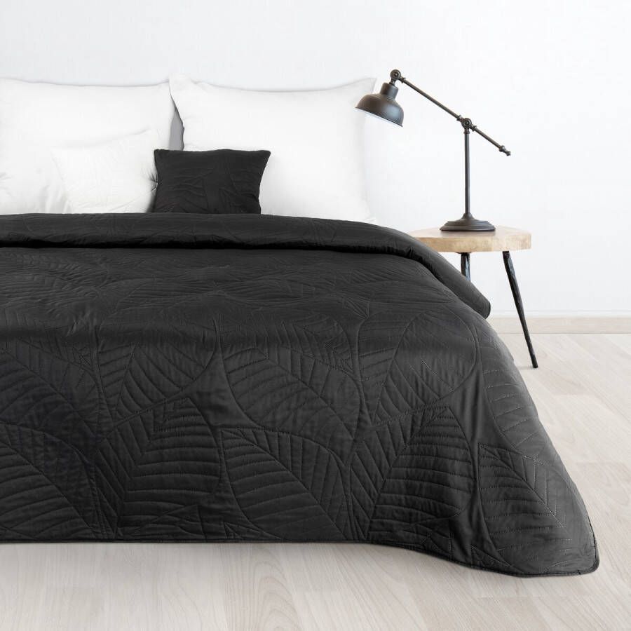 Oneiro s luxe BONI Type 6 Beddensprei Zwart 170x210 cm – bedsprei 2 persoons beige – beddengoed – slaapkamer – spreien – dekens – wonen – slapen