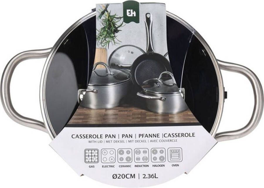 Oneiro s Luxe Braadpan met deksel – ø20 x H 9 cm – koken – tafelen – keuken – koekenpan – inductie – gas – potten – pannen