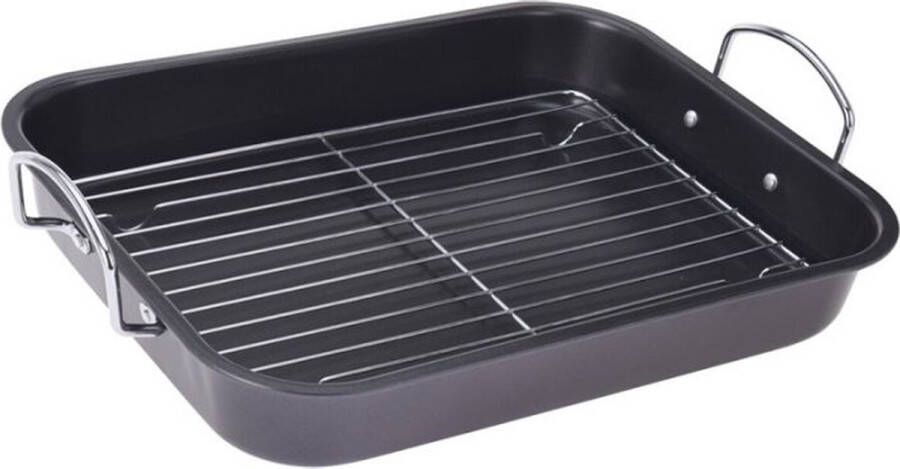 Oneiro s Luxe Braadslee met rooster – 39 x 29.5 x H 8 cm – koken – tafelen – keuken – koekenpan – inductie – gas – potten – pannen