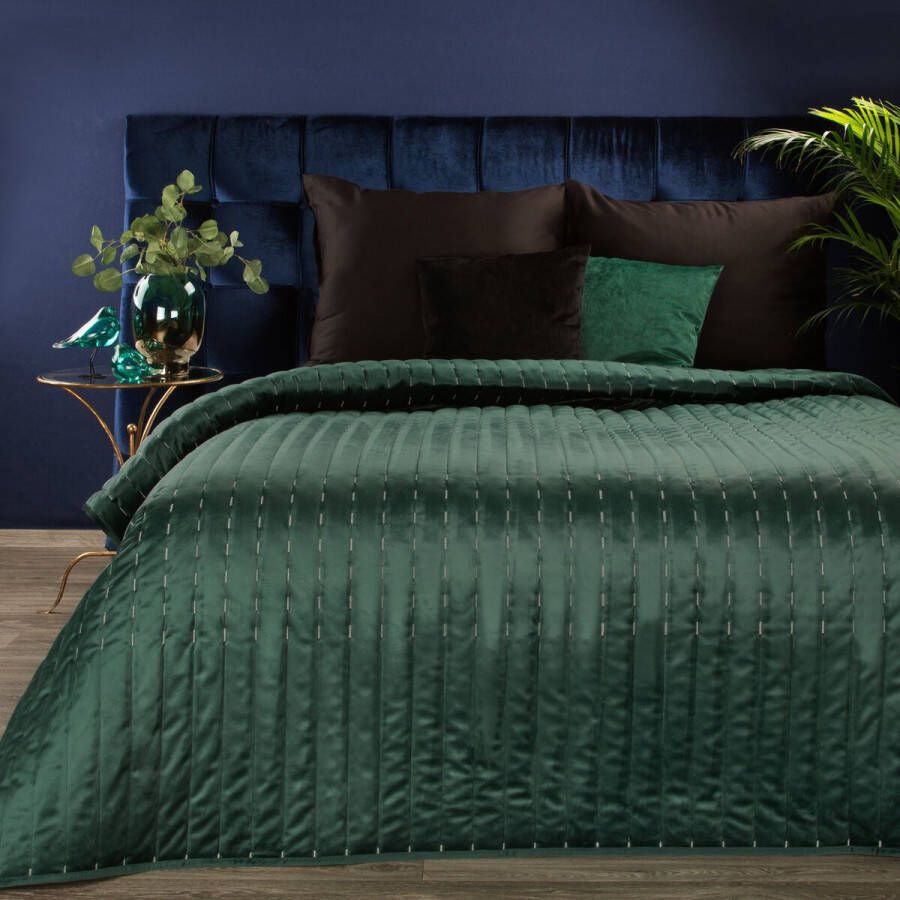 Oneiro s luxe FRIDA Type 1 Beddensprei Groen 170x210 cm – bedsprei 2 persoons beige – beddengoed – slaapkamer – spreien – dekens – wonen – slapen