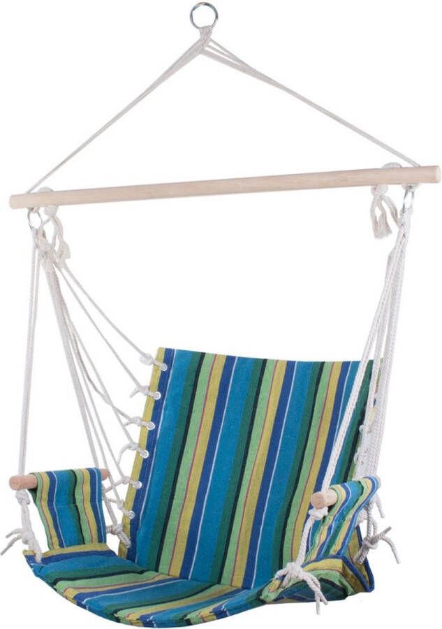 Oneiro s Luxe Hangmat BRAZILIAN Multi Blue ø 95x60cm – hangmat – stoel schommel hangmat met standaard – zomer – tuin – tuinartikelen – relax – tuinmeubelen