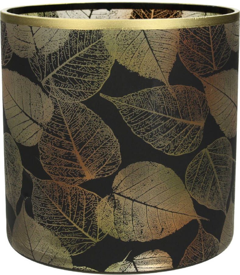 Oneiro s Luxe kandelaar Candle Holder Leaf Glass Black 15x15x15cm kaarsenhouder waxinelichthouder decoratie – woonaccessoires – wonen -decoratie – kaarsen – metaal hout