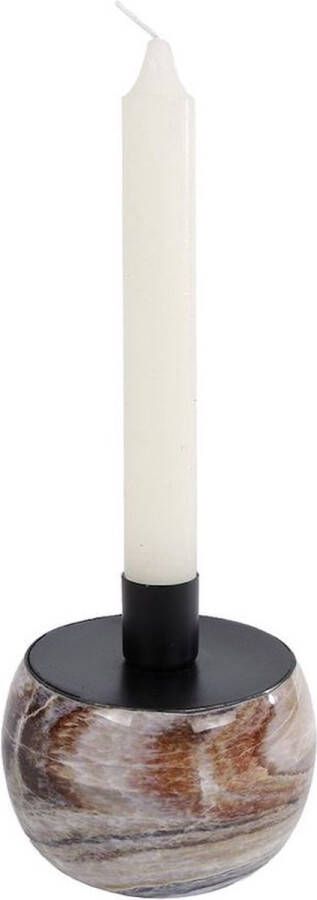 Oneiro s Luxe kandelaar Marble Multi – 9x9x9 5cm- kaarsenhouder waxinelichthouder decoratie – woonaccessoires – wonen -decoratie – kaarsen – metaal hout
