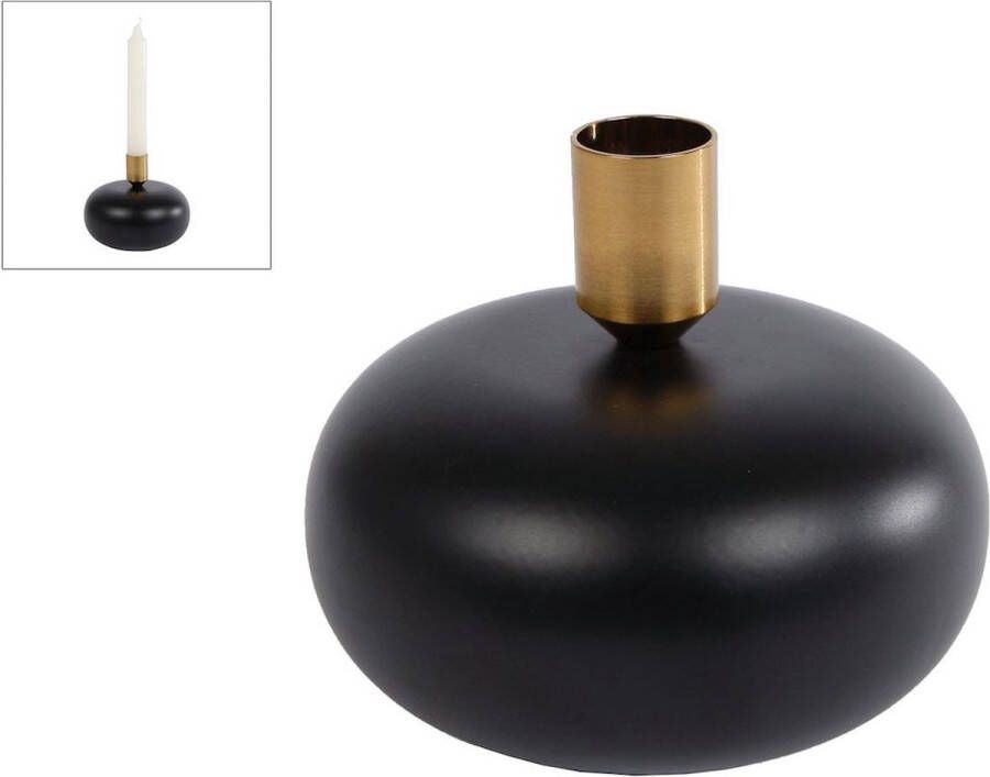 Oneiro s Luxe kandelaar PLANET L Zwart Goud – 12x12x10cm kaarsenhouder waxinelichthouder decoratie – woonaccessoires – wonen -decoratie – kaarsen – metaal hout