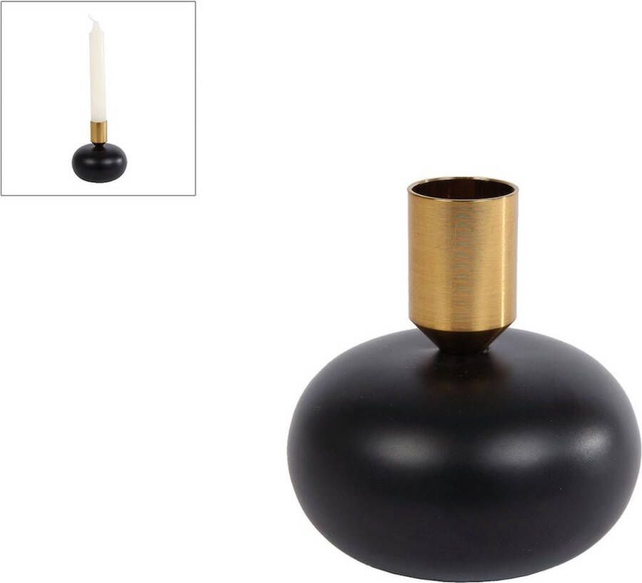 Oneiro s Luxe kandelaar PLANET S Zwart Goud – 8x8x8 5cm kaarsenhouder waxinelichthouder decoratie – woonaccessoires – wonen -decoratie – kaarsen – metaal hout
