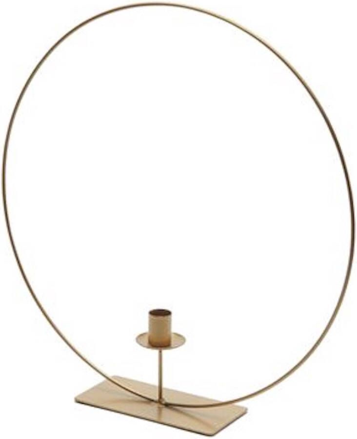 Oneiro s Luxe kandelaar RING GOUD – 30 cm- kaarsenhouder waxinelichthouder decoratie – woonaccessoires – wonen -decoratie – kaarsen – metaal hout