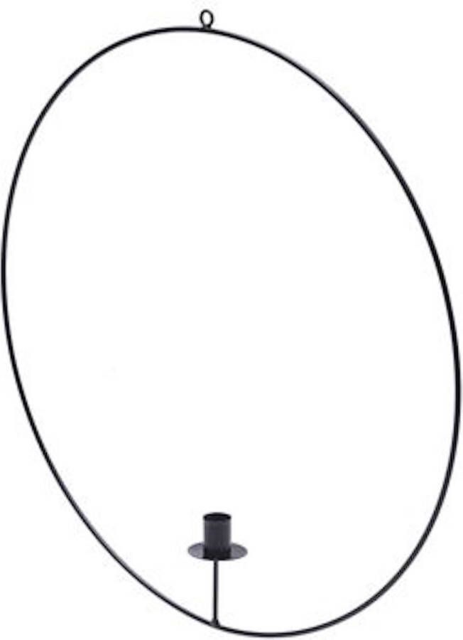 Oneiro s Luxe kandelaar RING ZWART – 50 cm- kaarsenhouder waxinelichthouder decoratie – woonaccessoires – wonen -decoratie – kaarsen – metaal hout