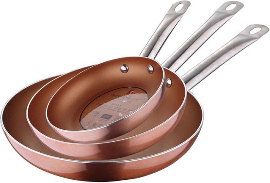 Oneiro s Luxe Koekenpannenset 3 delig – Ø18 x H 3 8 cm Ø22 x H 4 5 cm Ø26 x H 5 cm – koken – tafelen – keuken – koekenpan – inductie – gas – potten – pannen