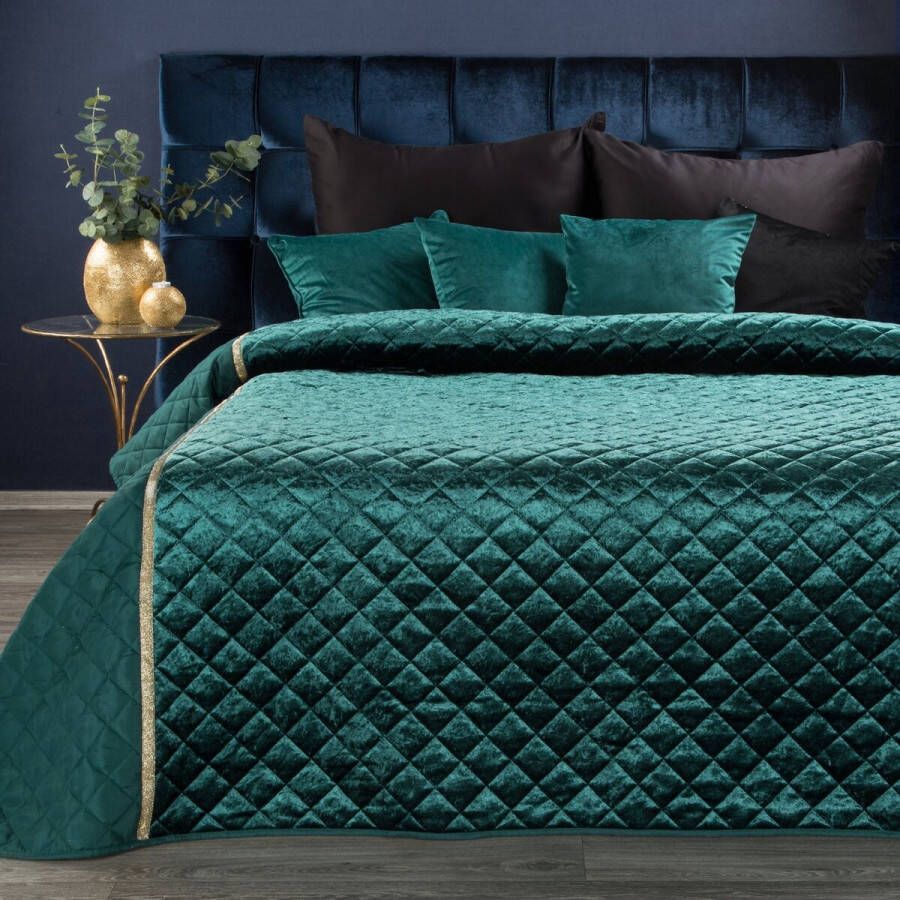 Oneiro s luxe KRISTIN Beddensprei Turquoise 220x240 cm – bedsprei 2 persoons beige – beddengoed – slaapkamer – spreien – dekens – wonen – slapen