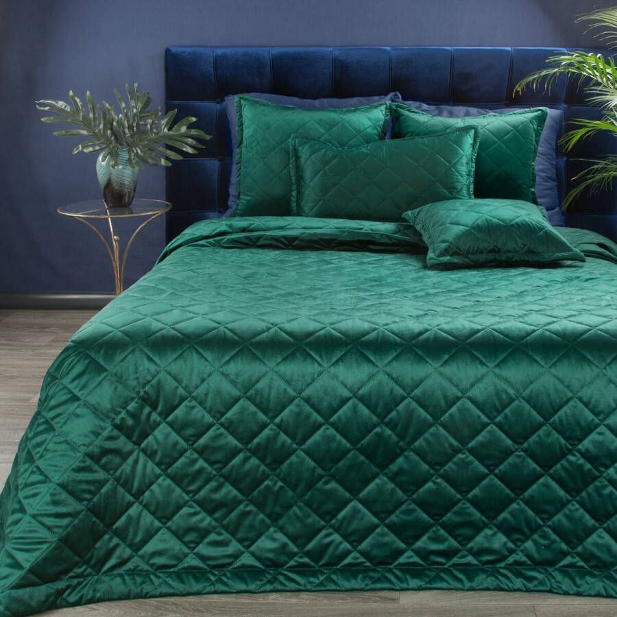Oneiro s luxe KRISTIN Type 1 Beddensprei Groen 220x240 cm – bedsprei 2 persoons beige – beddengoed – slaapkamer – spreien – dekens – wonen – slapen