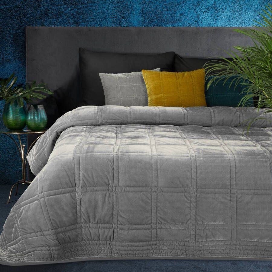 Oneiro s luxe KRISTIN Type 2 Beddensprei Grijs 170x210 cm – bedsprei 2 persoons beige – beddengoed – slaapkamer – spreien – dekens – wonen – slapen