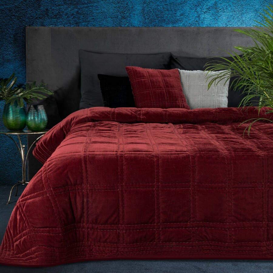 Oneiro s luxe KRISTIN Type 2 Beddensprei rood 220x240 cm – bedsprei 2 persoons beige – beddengoed – slaapkamer – spreien – dekens – wonen – slapen