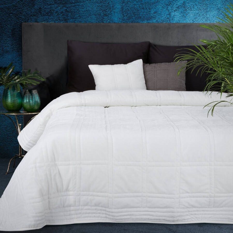 Oneiro s luxe KRISTIN Type 2 Beddensprei wit 220x240 cm – bedsprei 2 persoons beige – beddengoed – slaapkamer – spreien – dekens – wonen – slapen