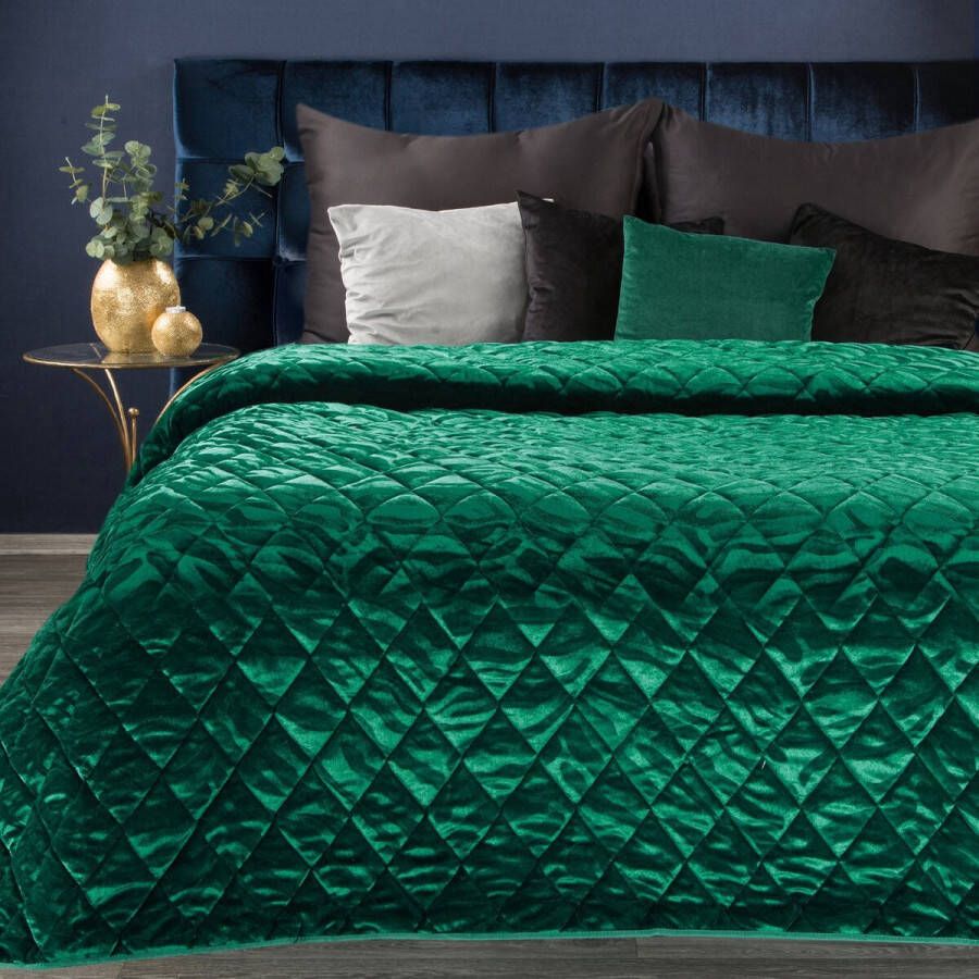 Oneiro s luxe KRISTIN Type 3 Beddensprei groen 220x240 cm – bedsprei 2 persoons beige – beddengoed – slaapkamer – spreien – dekens – wonen – slapen