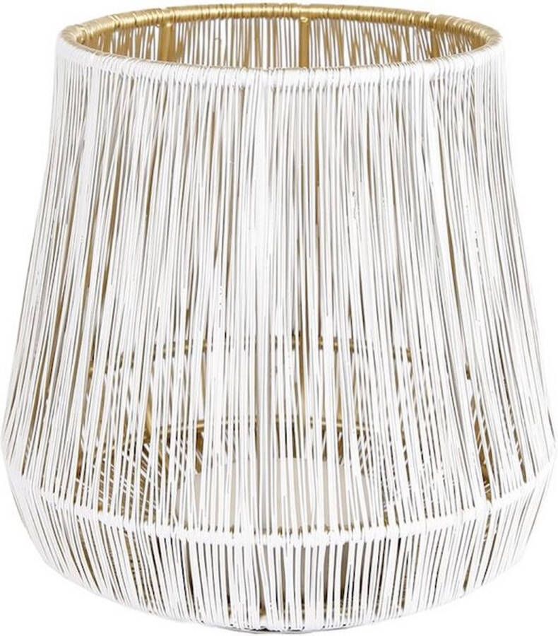 Oneiro s Luxe lantaarn SNOW Wit Goud – S ø 11 cm – metaal kaarsenhouder – waxinelicht houder windlicht decoratie naturel – tuindecoratie – relief