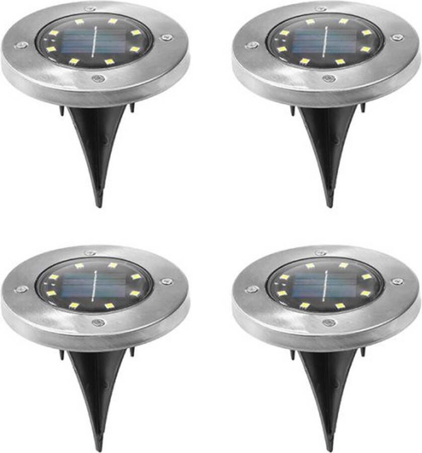 Oneiro s Luxe LED Solar Grondspots 4 stuks Ø 12XH14 cm Tuinverlichting Lichtsnoer voor buiten zwart prikspot zonne-energie – LED – zomer – tuinverlichting – solarlamp