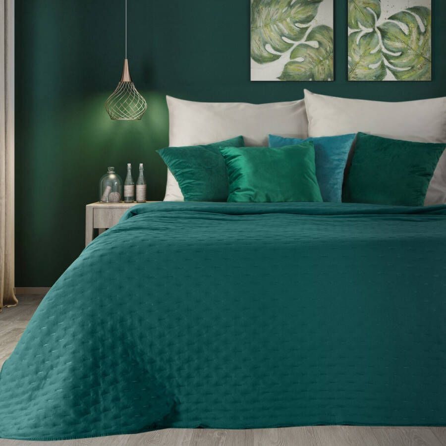 Oneiro s luxe LIBI Type 2 Beddensprei turquoise 170x210 cm – bedsprei 2 persoons beige – beddengoed – slaapkamer – spreien – dekens – wonen – slapen