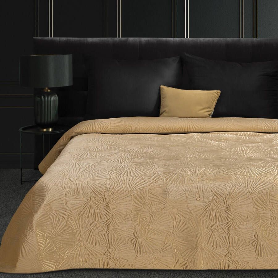 Oneiro s luxe LILI Type 4 Beddensprei Beige 220x240 cm – bedsprei 2 persoons beige – beddengoed – slaapkamer – spreien – dekens – wonen – slapen
