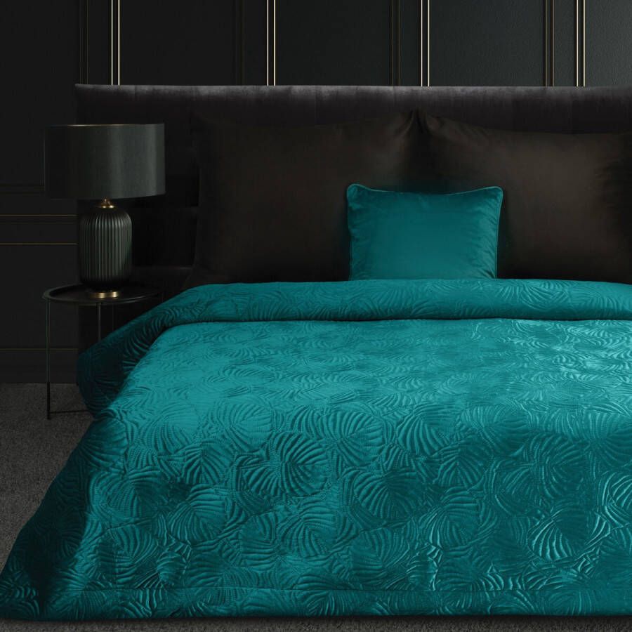 Oneiro s luxe LILI Type 4 Beddensprei Turquoise 220x240 cm – bedsprei 2 persoons beige – beddengoed – slaapkamer – spreien – dekens – wonen – slapen