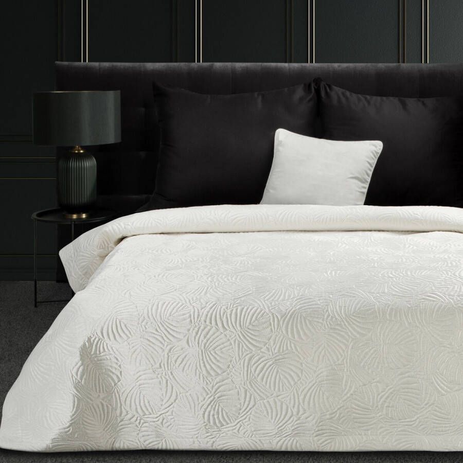 Oneiro s luxe LILI Type 4 Beddensprei Wit 220x240 cm – bedsprei 2 persoons beige – beddengoed – slaapkamer – spreien – dekens – wonen – slapen