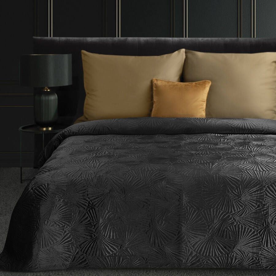 Oneiro s luxe LILI Type 4 Beddensprei Zwart 220x240 cm – bedsprei 2 persoons beige – beddengoed – slaapkamer – spreien – dekens – wonen – slapen