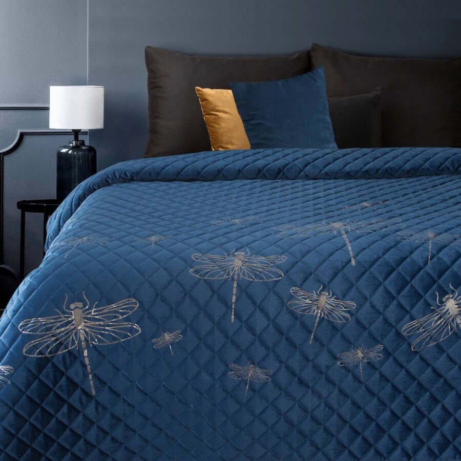 Oneiro s luxe LORI Beddensprei Blauw 220x240 cm – bedsprei 2 persoons beige – beddengoed – slaapkamer – spreien – dekens – wonen – slapen