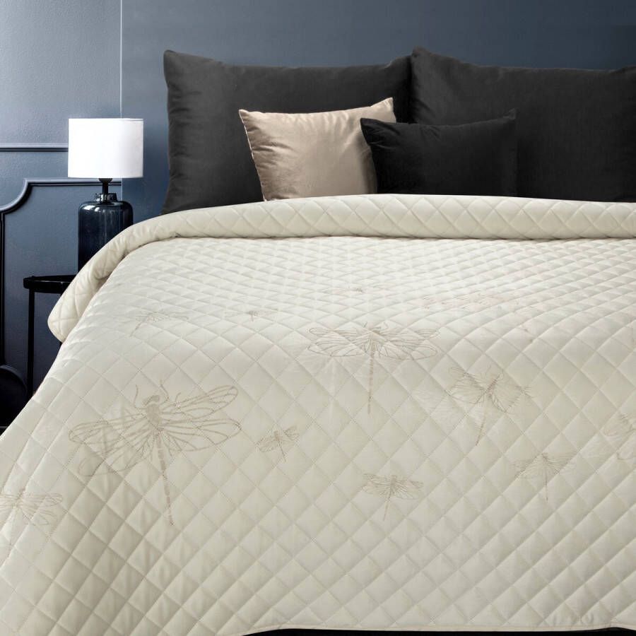 Oneiro s luxe LORI Beddensprei Gebroken wit 170 x 210 cm – bedsprei 2 persoons beige – beddengoed – slaapkamer – spreien – dekens – wonen – slapen