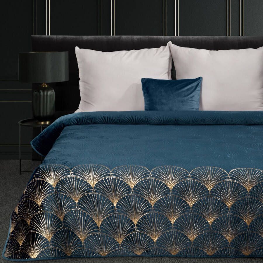 Oneiro s luxe LOTOS Type 1 Beddensprei Turquoise 170x210 cm – bedsprei 2 persoons beige – beddengoed – slaapkamer – spreien – dekens – wonen – slapen