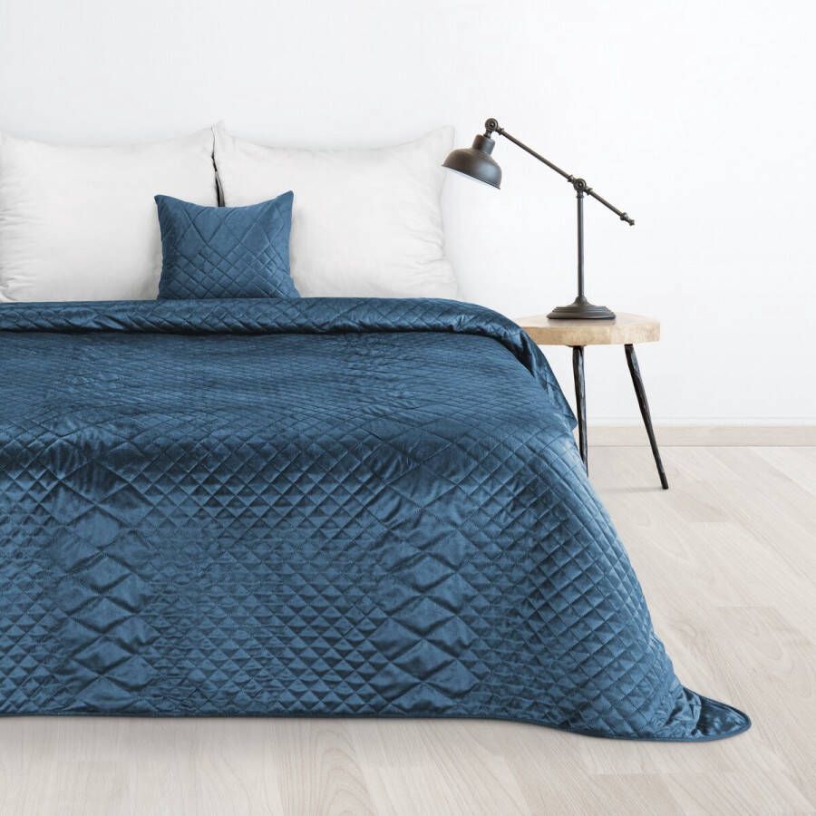 Oneiro s luxe LUIZ Beddensprei Blauw- 170x210 cm – bedsprei 2 persoons blauw – beddengoed – slaapkamer – spreien – dekens – wonen – slapen