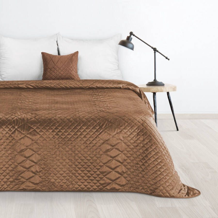 Oneiro s luxe LUIZ Beddensprei Bruin 170x210 cm – bedsprei 2 persoons bruin– beddengoed – slaapkamer – spreien – dekens – wonen – slapen