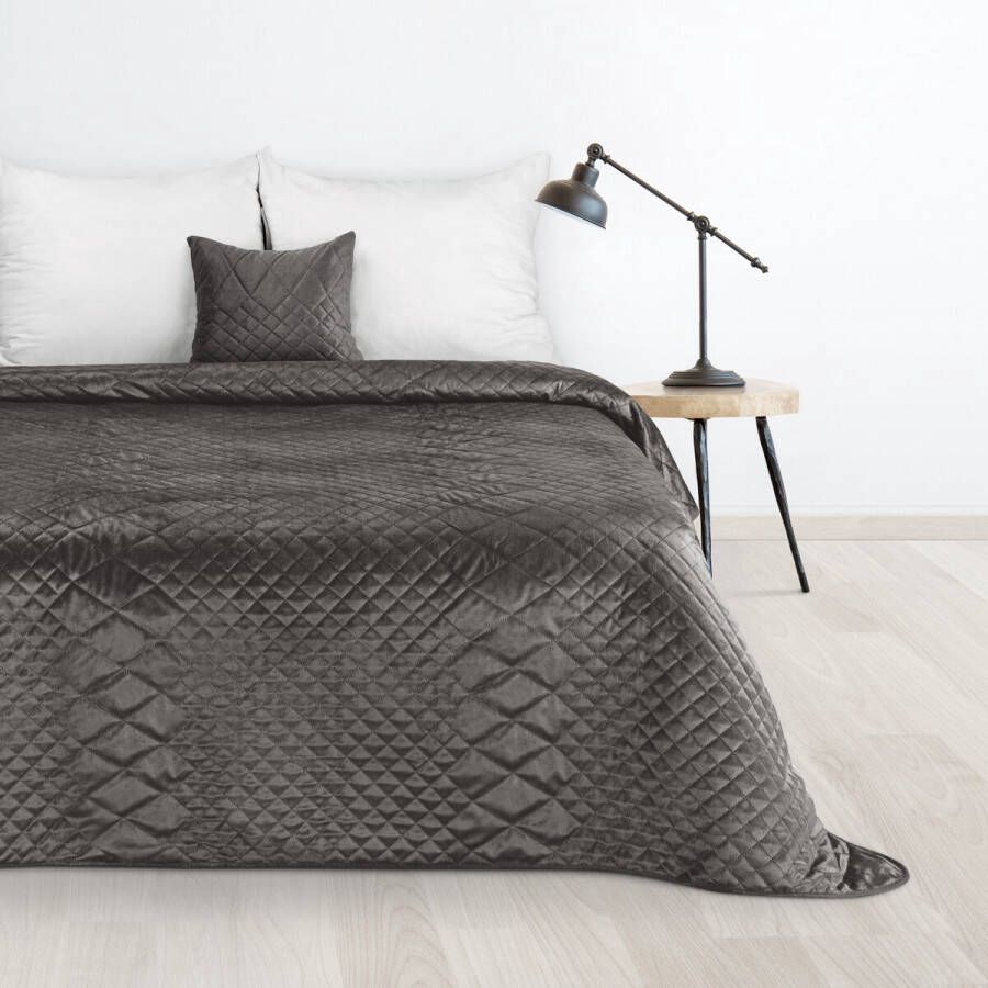 Oneiro s luxe LUIZ Beddensprei Donkergrijs- 170x210 cm – bedsprei 2 persoons donkergrijs – beddengoed – slaapkamer – spreien – dekens – wonen – slapen
