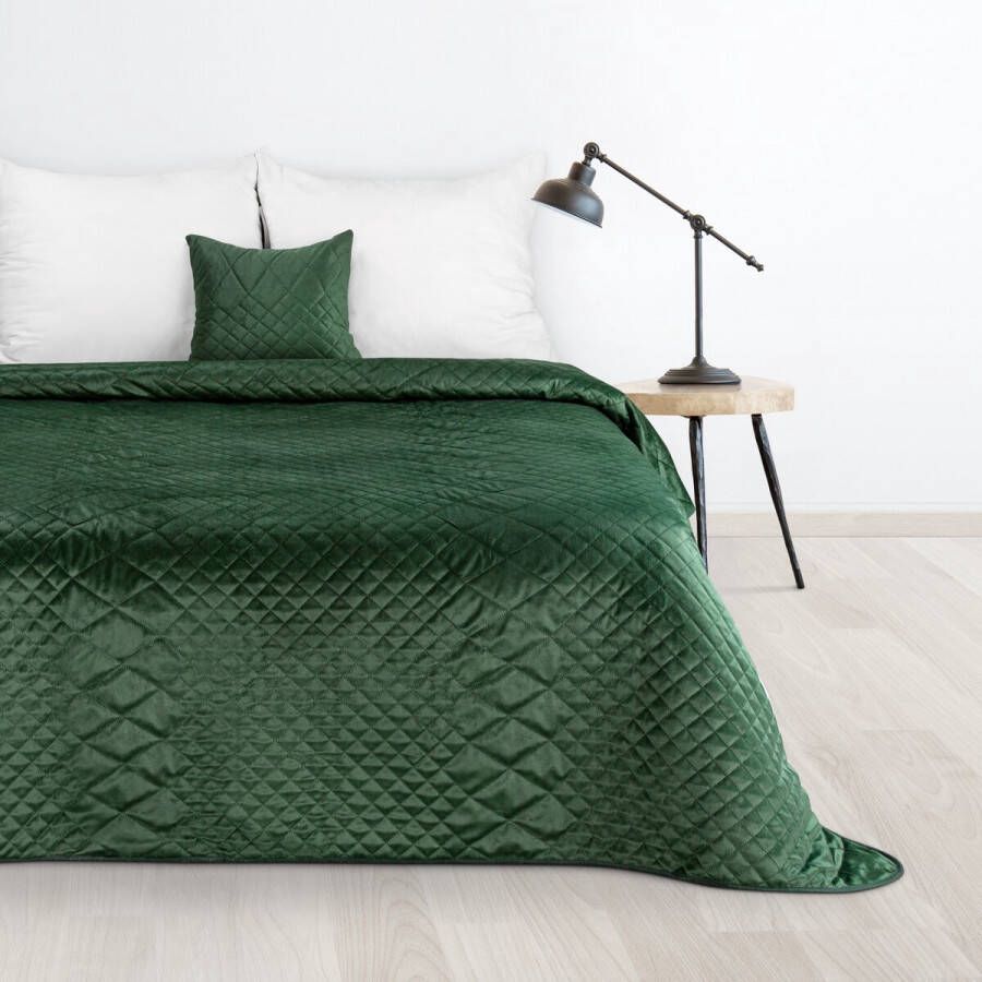 Oneiro s luxe LUIZ Beddensprei Donkergroen 170x210 cm – bedsprei 2 persoons donkergroen – beddengoed – slaapkamer – spreien – dekens – wonen – slapen