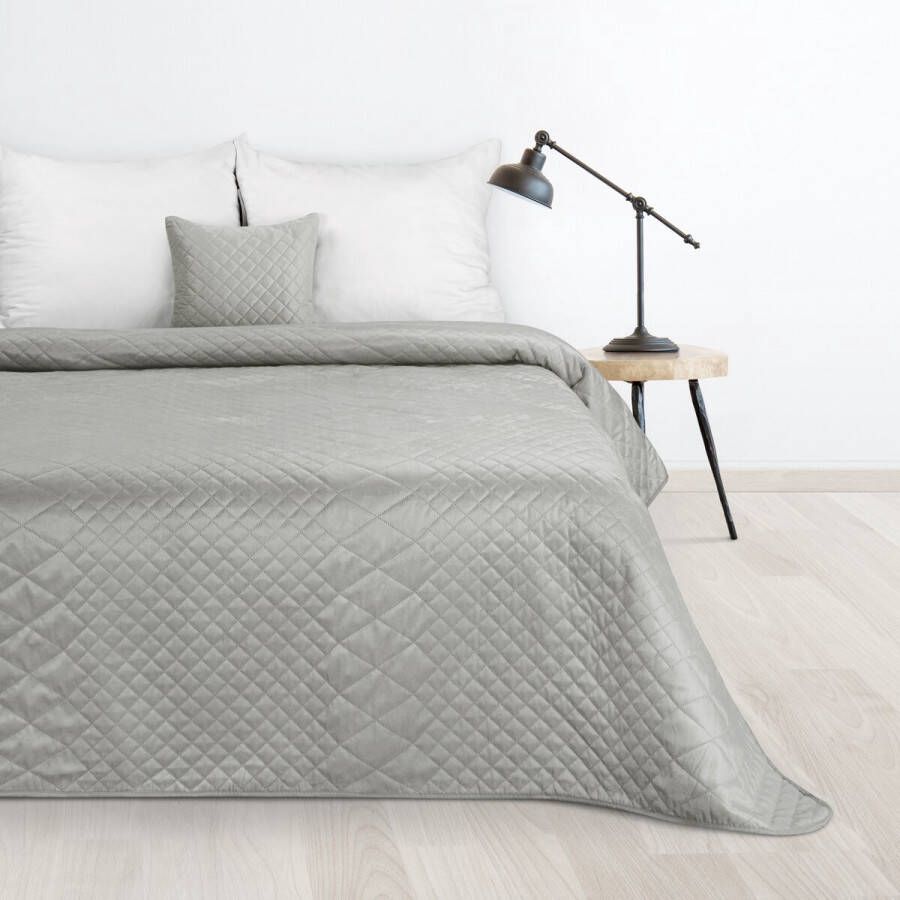 Oneiro s luxe LUIZ Beddensprei Zilver 170x210 cm – bedsprei 2 persoons zilver – beddengoed – slaapkamer – spreien – dekens – wonen – slapen