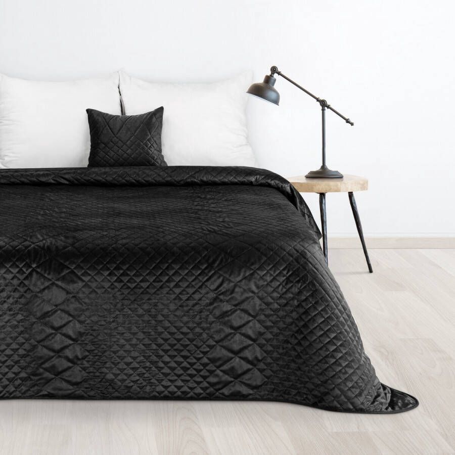 Oneiro s luxe LUIZ Beddensprei Zwart- 170x210 cm – bedsprei 2 persoons zwart – beddengoed – slaapkamer – spreien – dekens – wonen – slapen