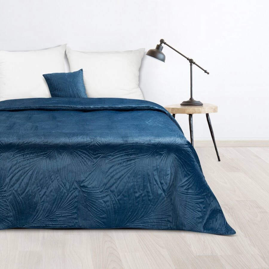 Oneiro s luxe LUIZ type 4 Beddensprei Blauw- 170x210 cm – bedsprei 2 persoons blauw – beddengoed – slaapkamer – spreien – dekens – wonen – slapen