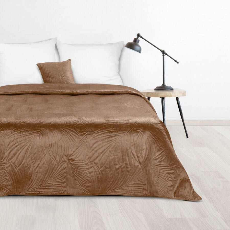 Oneiro s luxe LUIZ type 4 Beddensprei Bruin- 170x210 cm – bedsprei 2 persoons bruin– beddengoed – slaapkamer – spreien – dekens – wonen – slapen