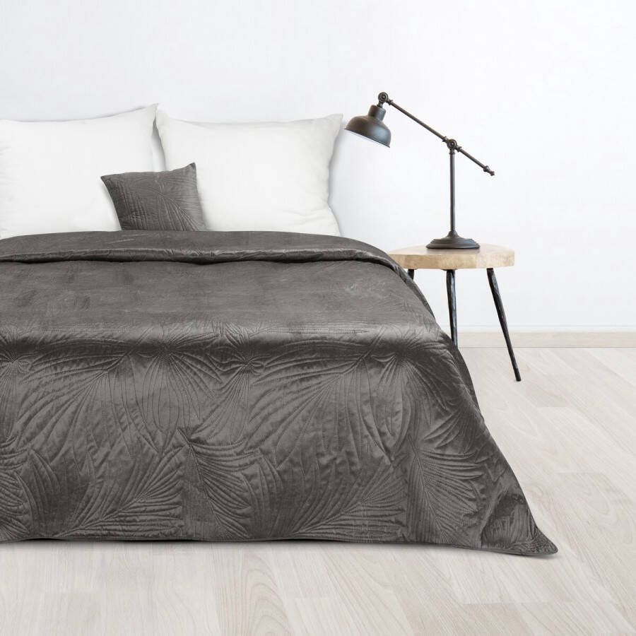 Oneiro s luxe LUIZ type 4 Beddensprei Donkergrijs- 170x210 cm – bedsprei 2 persoons donkergrijs – beddengoed – slaapkamer – spreien – dekens – wonen – slapen