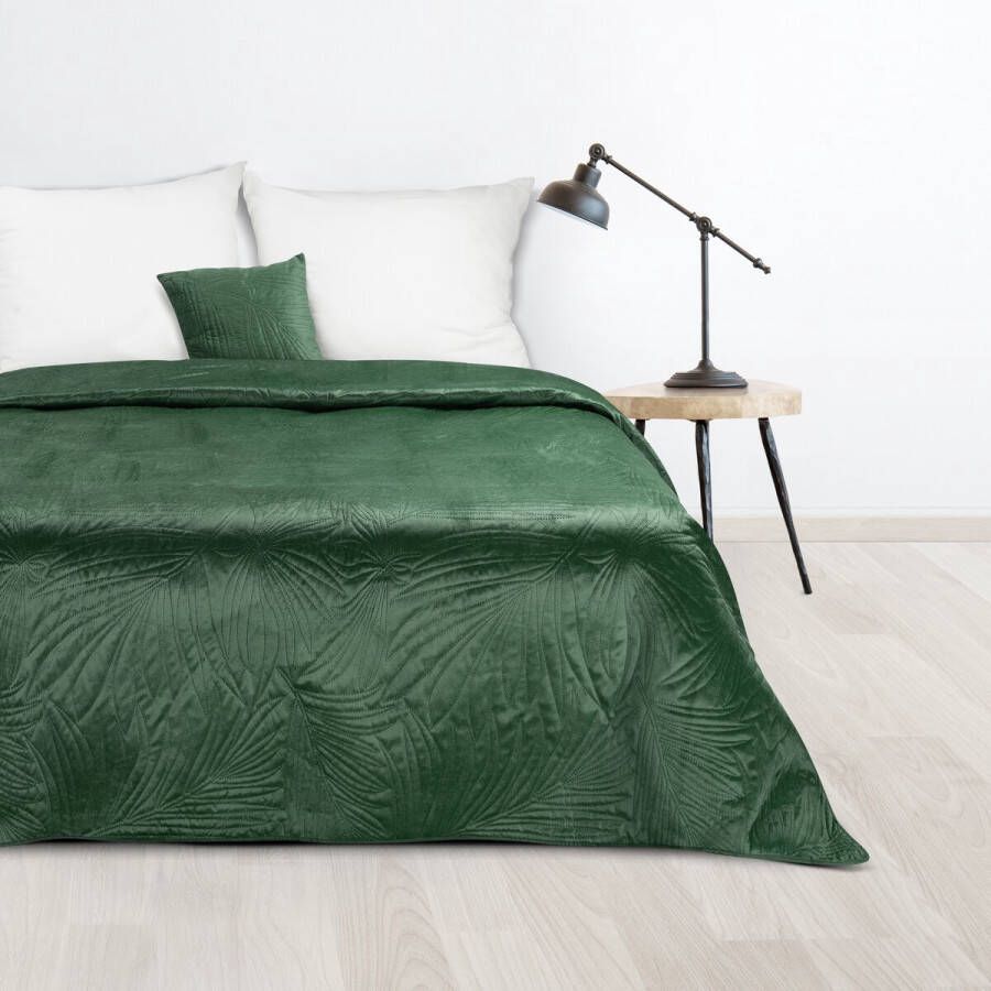 Oneiro s luxe LUIZ type 4 Beddensprei Donkergroen 170x210 cm – bedsprei 2 persoons donkergroen – beddengoed – slaapkamer – spreien – dekens – wonen – slapen