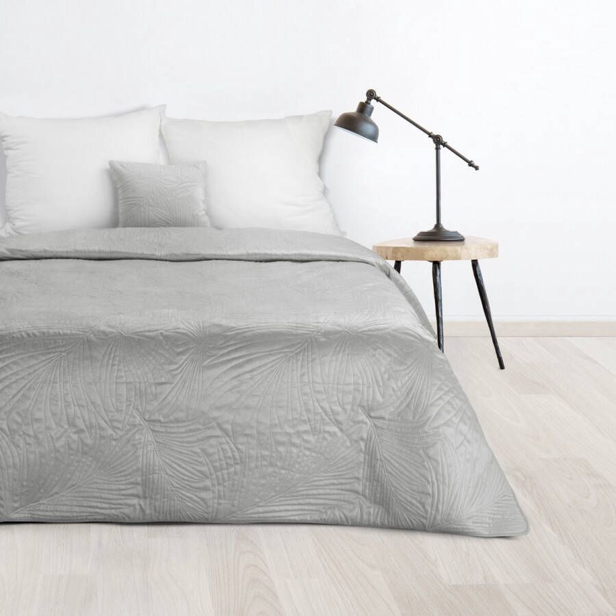Oneiro s luxe LUIZ type 4 Beddensprei Zilver- 170x210 cm – bedsprei 2 persoons zilver– beddengoed – slaapkamer – spreien – dekens – wonen – slapen
