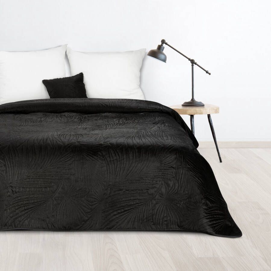Oneiro s luxe LUIZ type 4 Beddensprei Zwart- 170x210 cm – bedsprei 2 persoons zwart – beddengoed – slaapkamer – spreien – dekens – wonen – slapen