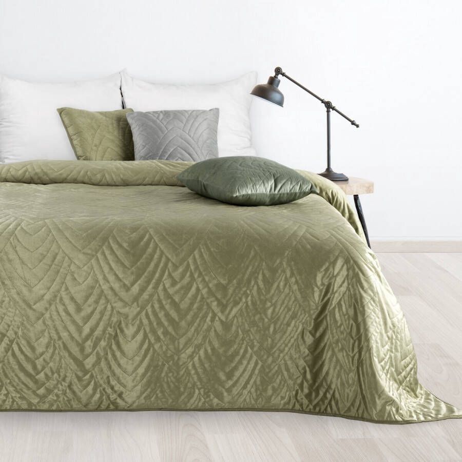 Oneiro s luxe LUIZ type 6 Beddensprei Lichtgroen 170x210 cm – bedsprei 2 persoons lichtgroen – beddengoed – slaapkamer – spreien – dekens – wonen – slapen