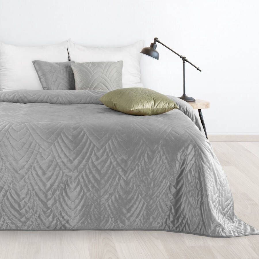 Oneiro s luxe LUIZ type 6 Beddensprei Zilver 220x240 cm – bedsprei 2 persoons zilver – beddengoed – slaapkamer – spreien – dekens – wonen – slapen
